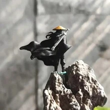 1 Stück/3 Stück Anime-Stil Samurai Schwert Meister Harzstatue, elegante Drei-Musketiere Figur mit Umhang & Schwert, Pferd, geeignet für Bonsai, Aquarium, Garten, Auto-Dekoration, Miniatur-Landschaftszubehör, Innen-/Außen-Tischdekor, Neujahrsgeschenk