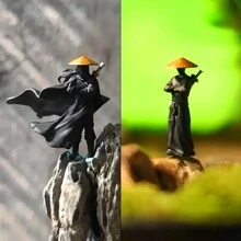 1 Stück/3 Stück Anime-Stil Samurai Schwert Meister Harzstatue, elegante Drei-Musketiere Figur mit Umhang & Schwert, Pferd, geeignet für Bonsai, Aquarium, Garten, Auto-Dekoration, Miniatur-Landschaftszubehör, Innen-/Außen-Tischdekor, Neujahrsgeschenk