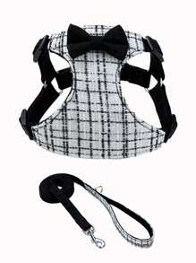 Plaid Bow Decor Pet Chest Strap For Girl, Daily Use