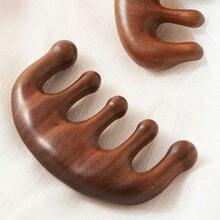 Cirelle 1 件/2 件木制头皮按摩器 - 手工制作天然绿檀香宽齿梳 - 木质按摩梳和檀香梳，用于奢华护发、护发、女孩礼物 - 棕色 - 查看 7