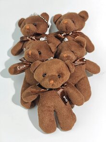 5 件咖啡色和米色可爱泰迪熊毛绒柔软填充玩具，动漫风格装饰抱枕，适合成人、青少年、学生的生日、圣诞节礼物 - 彩色 - 查看 5