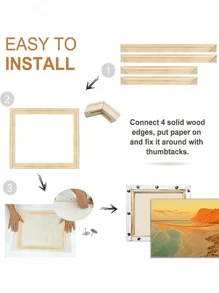 1pc Original Wooden Frame, Decorative Art Style, Thick Canvas Support, DIY Frame, Suitable For Artistic Oil Paintings And Wall Decor, Fits Home, Living Room, Office, High-End, Bathroom, Party, Gift, Couples - Multicolor - View 5