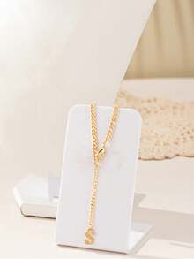 1 Bộ Thời Trang Phổ Biến 2024 Mới 26 Chữ Cái Tiếng Anh Vòng Tay Hoa Tai Mặt Dây Chuyền Vuông Tối Giản, Thiết Kế Tinh Tế Cho Phụ Nữ Mặc Hàng Ngày - Vàng - Xem 116