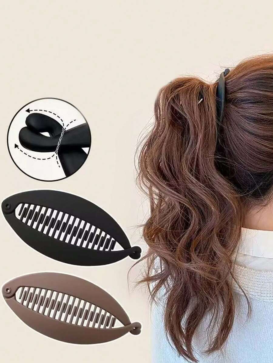 2 Kẹp Tóc Màu Trơn, Kẹp Tóc Răng Đơn Giản - Nhiều màu - Xem 1