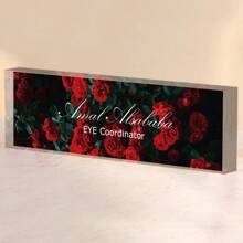 1pc,Personalized Desk Name Plate, Simple, Cute, Artistic Retro,Style,Custom Acrylic Glass Name Plates For Desks, Office Desk Decor Nameplate, Desk Accessories, Teacher Boss Coworkers Employee Appreciation Gift (Engraved Flower 1),Custom Gifts, Decor Birthday Graduation