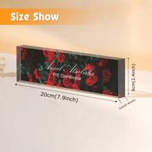 1pc,Personalized Desk Name Plate, Simple, Cute, Artistic Retro,Style,Custom Acrylic Glass Name Plates For Desks, Office Desk Decor Nameplate, Desk Accessories, Teacher Boss Coworkers Employee Appreciation Gift (Engraved Flower 1),Custom Gifts, Decor Birthday Graduation