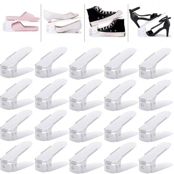 20 Pack Shoe Slots Organizer, Adjustable Shoe Stacker Space Savers 50%, Upgrade Double Deck Shoe Rack Holder For Closet Organization
