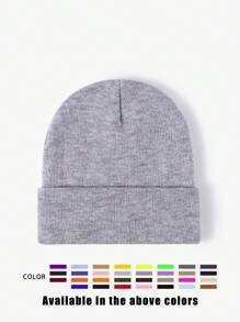 1pc Unisex Solid Color Knitted Hat, Y2K Style Outdoor Warm Beanie, Casual All-Match Winter Ski Cap Suitable For Daily Commute