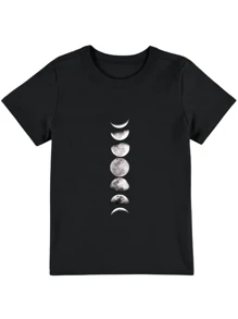 Women's Baby Look Moon Phases T-Shirt - Tumblr Style / EXCLUSIVE LAUNCH - màu đen - Xem 3