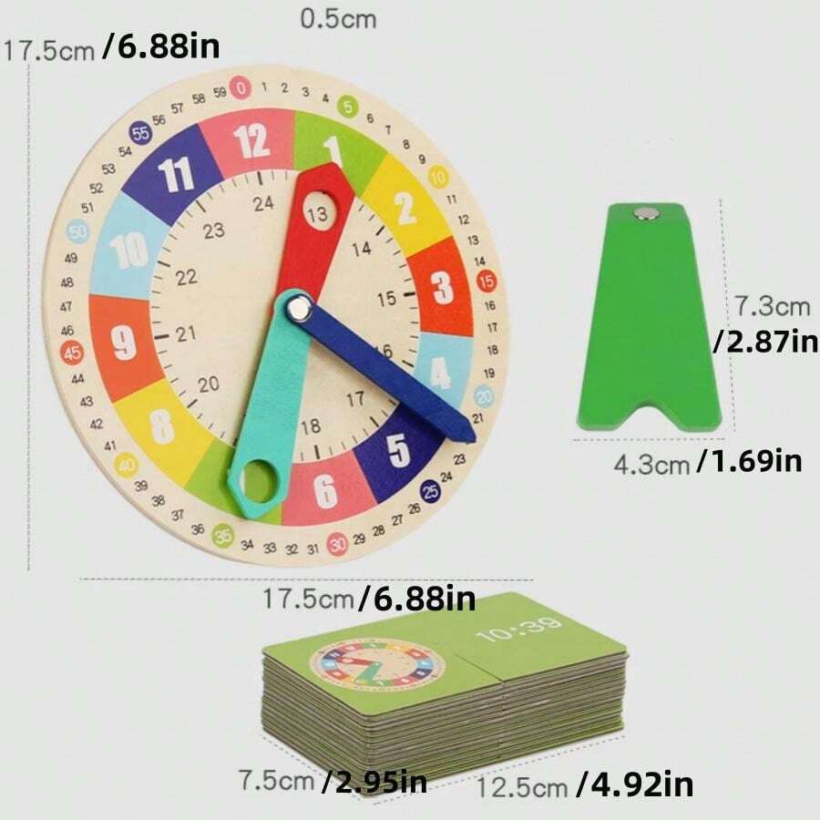 Wooden Clock Model Educational Auxiliary Tool, Learning Clock With