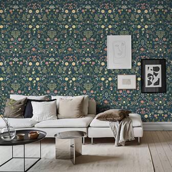 17.32*393.7 Inch/17.32*472.44 Inch Roll Home Decor Wallpaper, Vintage Floral Design For Indoor Renovation, Waterproof Self-Adhesive Wallpaper Sticker For Furniture, Cabinet DIY Decor