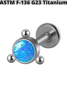 1PC G23 Titanium Opal /Zirconia Sun Flower Lip Studs Cluster Cz Ear Cartilage Tragus Helix Flat Labret Earring Piercing Body Jewelry - Titanium Original Color - View 17