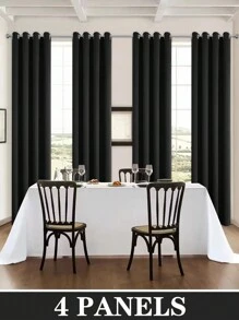 Panouri de perdele negre cu ochiuri, disponibile în opțiuni de 4/2/1 panouri, dimensiuni multiple, țesătură în 3 straturi de înaltă calitate, izolare termică și umbrire solară, potrivite pentru dormitor, sufragerie, sufragerie, bucătărie, dulap, culoare bej