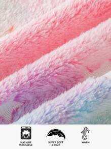 1pc Rainbow Unicorn & Star Glow In The Dark Wearable Blanket Hoodie Sweatshirt For Adults, Warm Fleece Hooded Blanket Cape, Holiday, Travel And Christmas Gift - Pink Unicorn - View 6