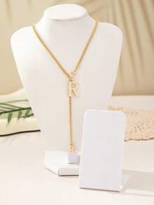 1 Bộ Thời Trang Phổ Biến 2024 Mới 26 Chữ Cái Tiếng Anh Vòng Tay Hoa Tai Mặt Dây Chuyền Vuông Tối Giản, Thiết Kế Tinh Tế Cho Phụ Nữ Mặc Hàng Ngày - Vàng - Xem 54