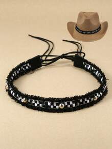 2 szt. Unisex haftowany kapelusz przeciwsłoneczny z motywem głowy bydła, kapelusz kowbojski/kowbojski, kapelusz plażowy boho, miękki filcowy kapelusz fedora, swobodny kapelusz z włókna poliestrowego na każdą porę roku