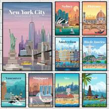 1 Tranh in khổ lớn/có khung về các thành phố du lịch nổi tiếng thế giới, London, New York City, tranh canvas treo tường trang trí phòng khách, quà tặng sinh nhật, tốt nghiệp, quà tặng sinh nhật, quà tặng tốt nghiệp. - Nhiều màu - Xem 2