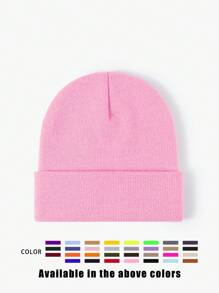 1pc Unisex Solid Color Knitted Hat, Y2K Style Outdoor Warm Beanie, Casual All-Match Winter Ski Cap Suitable For Daily Commute