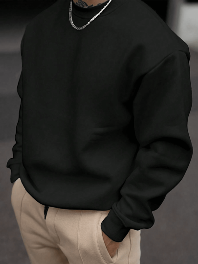 Sudadera de cuello redondo versátil y casual para hombre, esencial para el estilo callejero en capas, otoño/invierno
