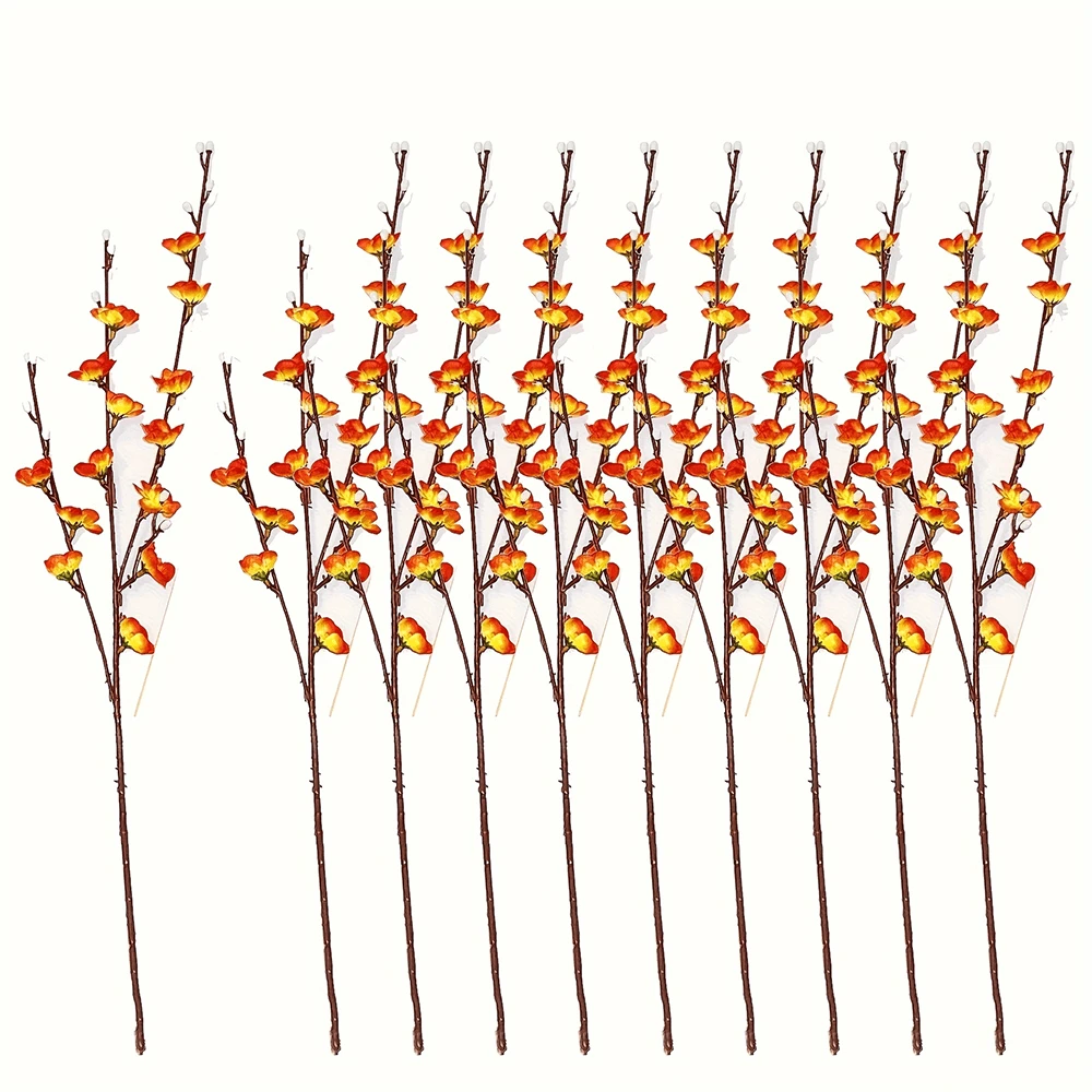 10 件/束人造梅花，适用于家居、室内/室外、餐桌装饰、婚礼装饰 - 橘色 - 查看 1