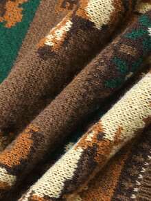 冬季时尚休闲女士圆领松鼠针织情侣套头衫 - 卡其色 - 查看 7