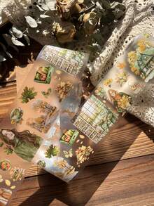 60mm*2M 复古 PET 胶带，秋季风景树叶系列，哑光，适用于日记本、杂志、剪贴簿、装饰 - 彩色 - 查看 12