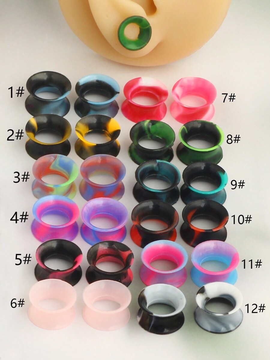 2pcs Thin Silicone Ear Plugs Tunnels Flexible Ear Earlets Soft Ear