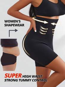FLARIXA 1pc Seamless High Waist Slimming Shorts, Waist Cincher Shaping Pants For Women, Postpartum Shapewear - Black - View 4