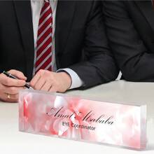 1pc,Personalized Desk Name Plate, Simple, Cute, Artistic Retro,Style,Custom Acrylic Glass Name Plates For Desks, Office Desk Decor Nameplate, Desk Accessories, Teacher Boss Coworkers Employee Appreciation Gift (Engraved Flower 1),Custom Gifts, Decor Birthday Graduation