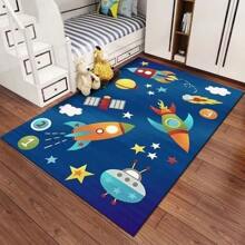 Belgian Kids Tatami Baby Activities Rug 1.00x1.40 Non-Slip Rubberized Boy Astronaut Rocket Blue - Màu xanh lam - Xem 2