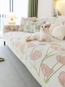 1 件装雪尼尔沙发垫套，防滑提花沙发套，适合所有季节 - 粉色 - 查看 7