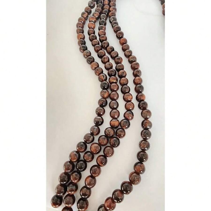 Natural Bull's Eye Stone String 8mm 48 Units - 8mm - Xem 1
