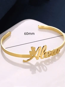 1 pièce Bracelet à plaque signalétique personnalisé pour femme en or, argent ou or rose. Bracelet à jonc en acier inoxydable personnalisé. Cadeau de bijoux personnalisés.