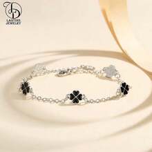 Vòng tay charm cỏ bốn lá thời trang thanh lịch dành cho nữ, phong cách tối giản sang trọng đầy màu sắc INS Vòng tay xích đồng - Vàng - Xem 4