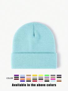 1pc Unisex Solid Color Knitted Hat, Y2K Style Outdoor Warm Beanie, Casual All-Match Winter Ski Cap Suitable For Daily Commute