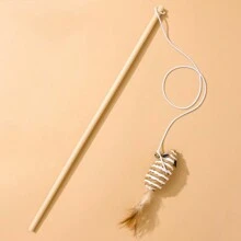 1 件多功能猫玩具，木棍上的黄麻布老鼠猫逗猫棒，手持互动猫羽毛玩具，猫用品，帮助锻炼猫咪 - 彩色 - 查看 12