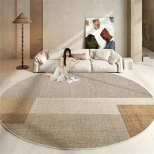 1 块水晶天鹅绒静音圆形复古地毯、卧室床边地毯、书房休息室地毯、防滑可洗地垫 - A款 - 查看 1