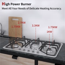 IsEasy 5 Burner Gas Hob Built-In Stainless Steel Propane/Natural Gas - Five Head Stainless Steel Gas Stove -eU - View 6