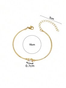 Nooxian 1 pieza Brazalete con pulsera de aro oval dorado con zirconia para mujeres