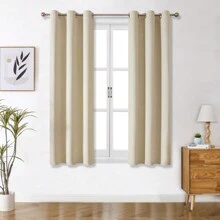 Panouri de perdele negre cu ochiuri, disponibile în opțiuni de 4/2/1 panouri, dimensiuni multiple, țesătură în 3 straturi de înaltă calitate, izolare termică și umbrire solară, potrivite pentru dormitor, sufragerie, sufragerie, bucătărie, dulap, culoare bej