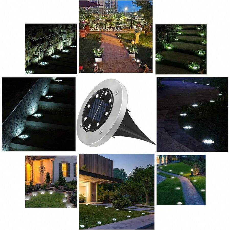 Outdoor Solar Garden Lights, Solar Powered Ground White Lights Outdoor