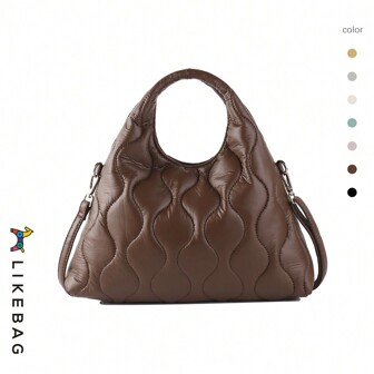  LIKEBAG 刺绣手提包，时尚 PU 手提包，时尚单肩包，休闲包