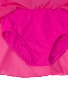 Young Girl Dance Costume, Sparkly Rhinestone Ballet Dance Dress - Hot Pink - View 4