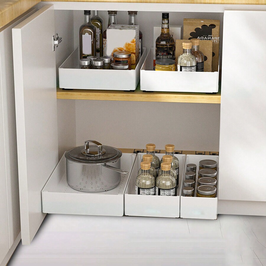 AYYUFE 3Pcs PullOut Sink Rack Drawer Organizer Set Smooth Edge