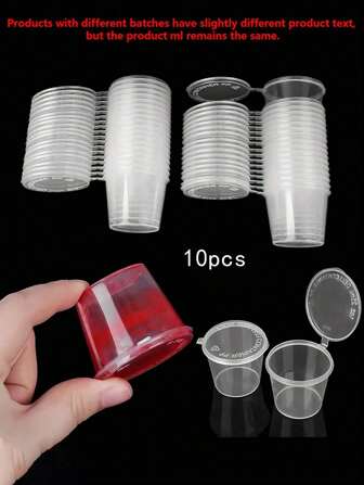 10 buc/50 buc recipient transparent pentru sos alimentar de 25 ml cu capac, pahar portabil de plastic de unică folosință, pahar de condimente de unică folosință, potrivit pentru bucătărie, restaurant și etc.