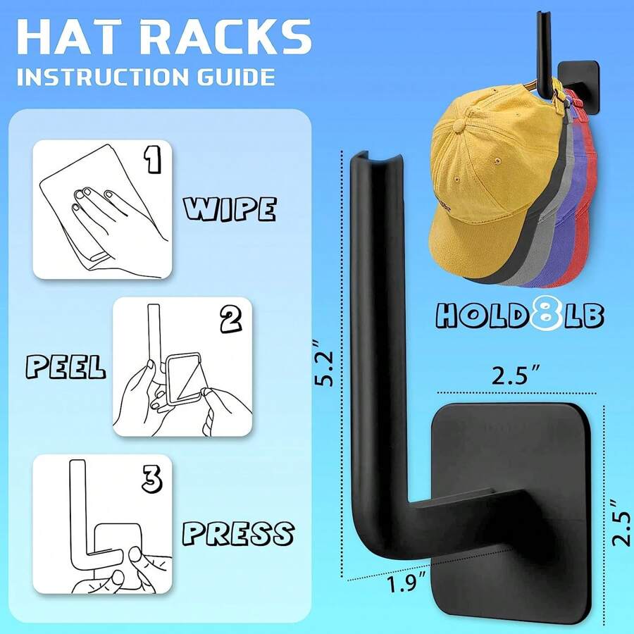 2/4/6/8/10pcs Hat Rack For Hat Storage, MultiPurpose Hat Organizer