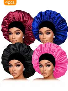 Awegeo 1/2/4/6/8 Piezas Gorro de mujer de unicolor de satén, gorro casual y cómodo para dormir - Multicolor - Ver 28