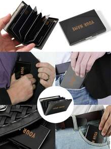 Customized Name Signature Couple Stylish Ultra-Thin Aluminum Metal RFID Multi-Card Slot Bank/Credit Card Holder Wallet, Birthday/Mother's Day/Valentine's Day Gift,Purses And Bags Women