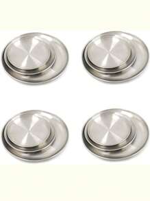 1-4-6-10-Piece Stainless Steel Dinner Plates, 6.6In 7.8In10.2In Round Kitchen Metal Dish Plates, Rust-Proof Camping Serving Plates For BBQ, Snack, Salad, Appetizer, Fruit,Cook