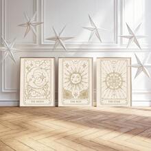 Bộ 3 tranh in bài Tarot Mặt trời, Mặt trăng và Ngôi sao Boho, Bộ áp phích vải Tarot, Nghệ thuật treo tường hiện đại màu be trung tính, Đồ trang trí tường chiêm tinh huyền bí, Nghệ thuật thiên thể, Quà tặng lý tưởng cho phòng khách, phòng ngủ, nhà bếp, văn phòng, hành lang, Trang trí nhà cửa và phòng, Không có khung - Màu be - Xem 10